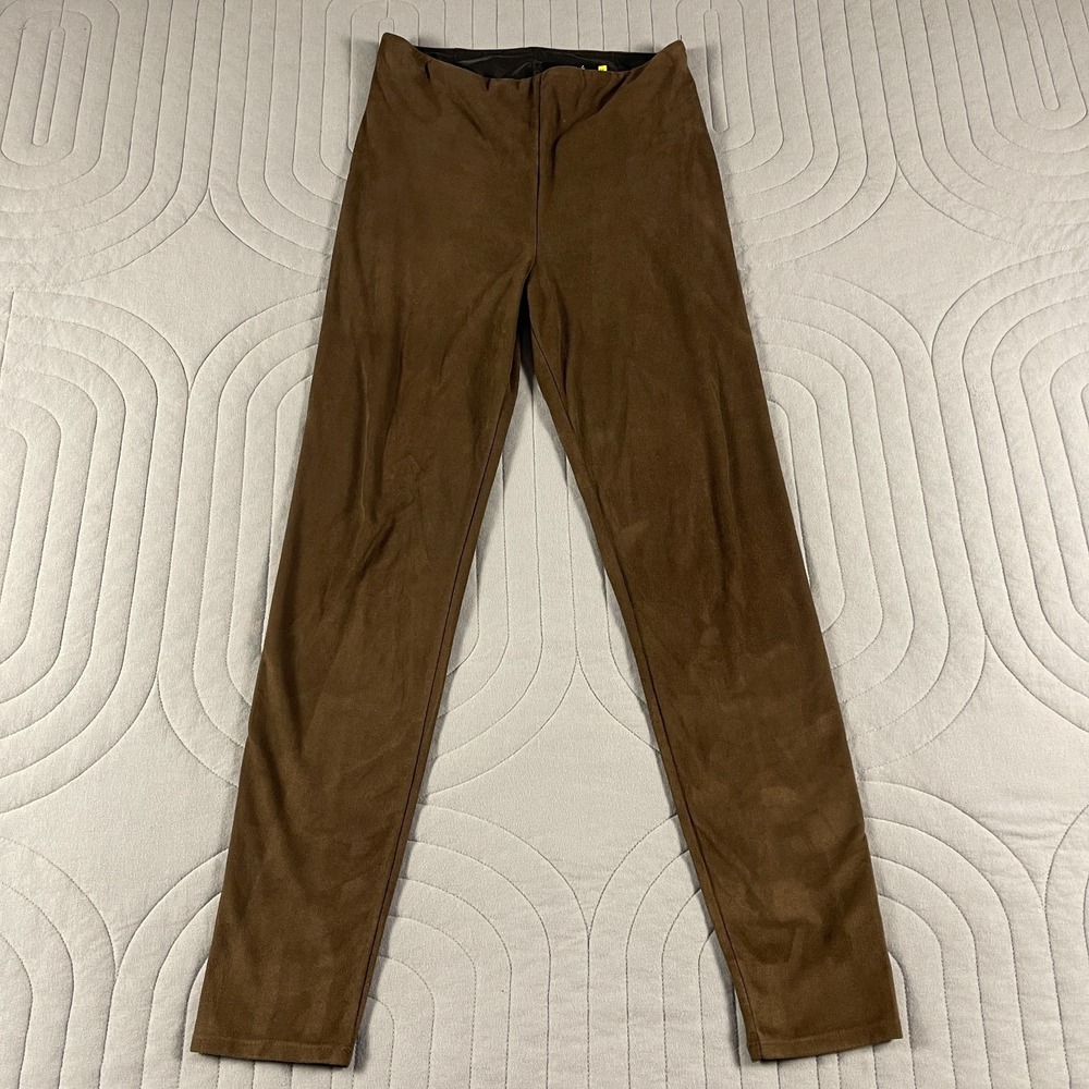 Lysse Rue Faux Leather Leggings Women's Size M Pull On Tummy Smoothing Brown